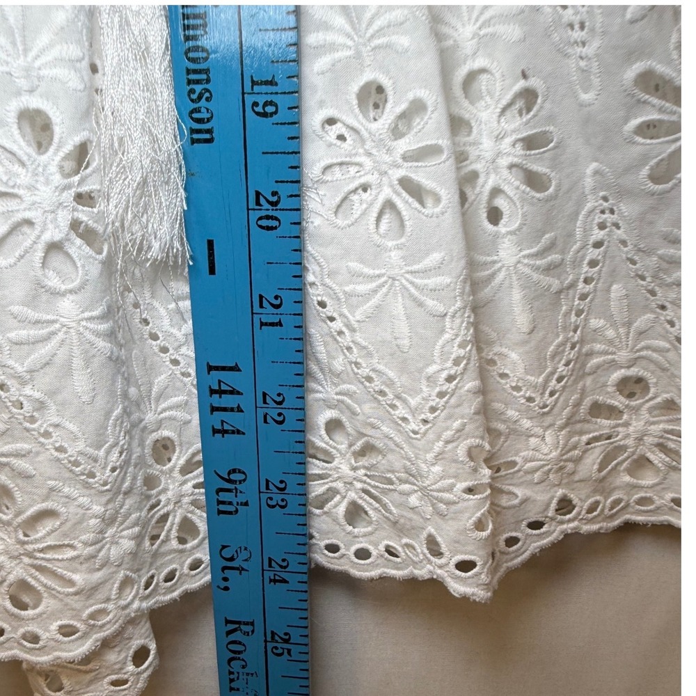 Kate Spade New York White Eyelet Peplum Sleeveless Top Tassel Tie Size S - Picture 7 of 9